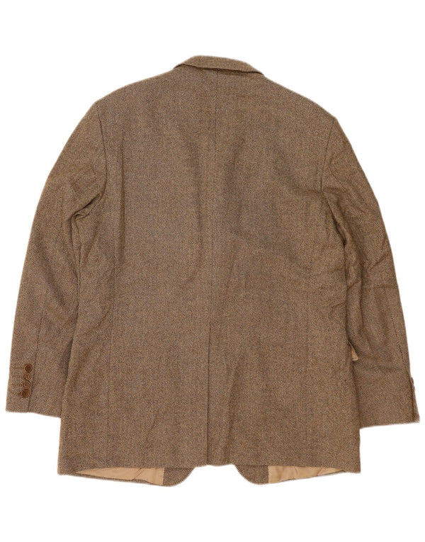 Marks & Spencer Mens 3 Button Blazer Jacket UK 42 Large Brown Herringbone
