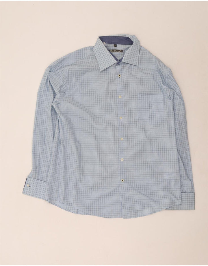 Ben Sherman Mens Formal Shirt XL Blue Check Cotton