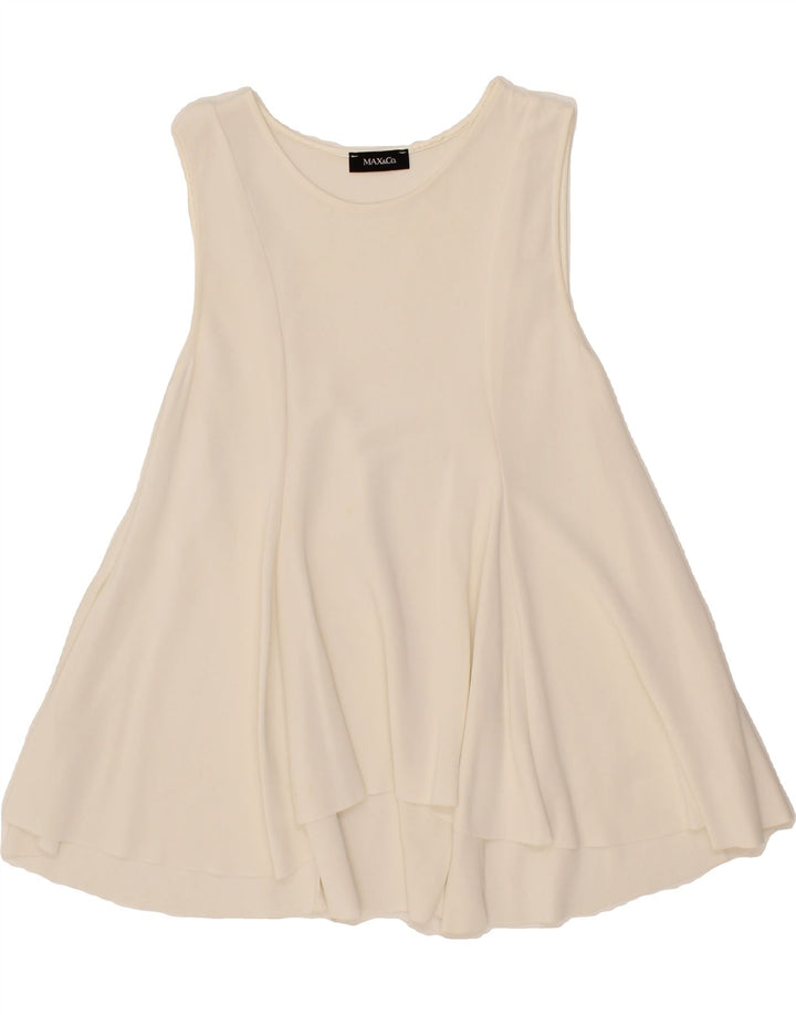 MAX & CO. Womens Longline Sleeveless Blouse Top UK 10 Small White Vintage Max & Co. and Second-Hand Max & Co. from Messina Hembry 