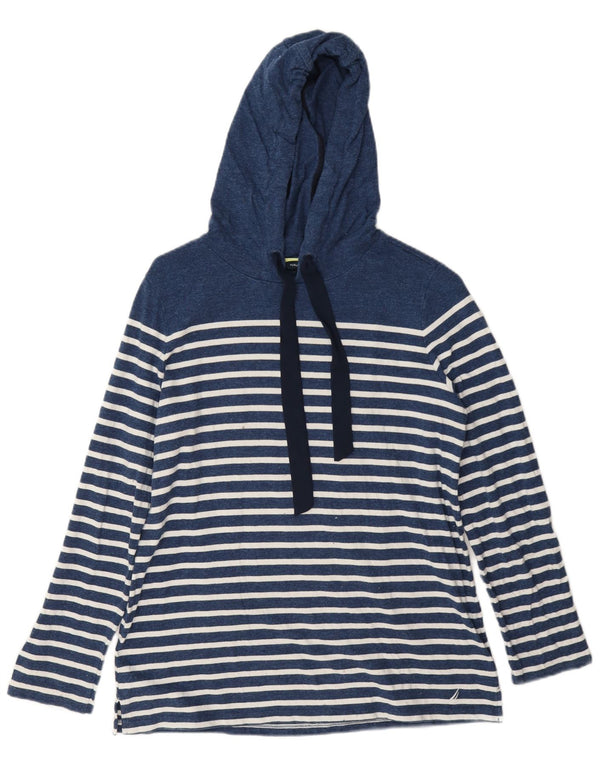Top da donna con cappuccio a maniche lunghe Nautica UK 14 medio a righe blu navy