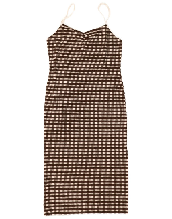 Topshop Womens Petite Slip Dress UK 12 Mittelbraun gestreift Polyester