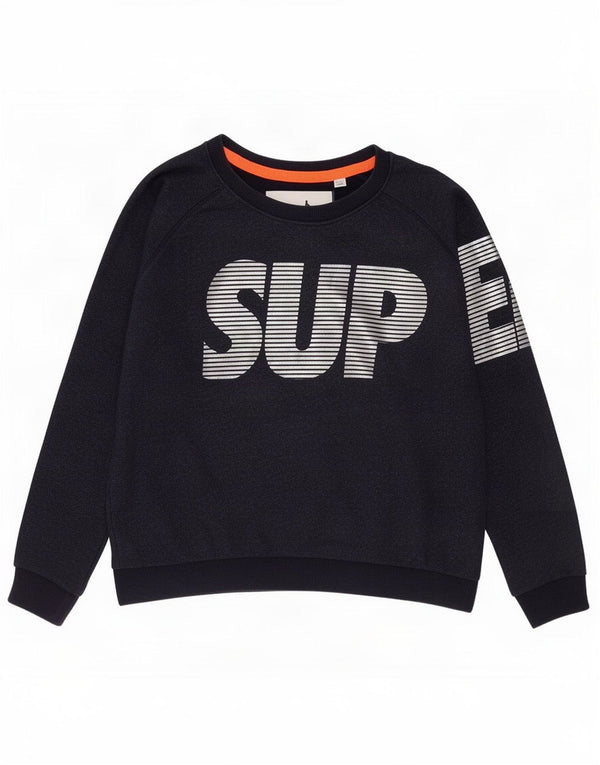 Superdry Damen Grafik-Sweatshirt-Pullover UK 16 Large Marineblau Baumwolle