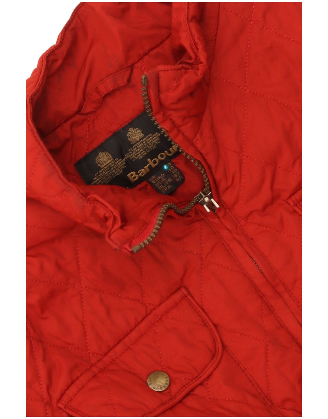 Barbour Quiltet jakke til kvinder UK 14 Stor rød polyester