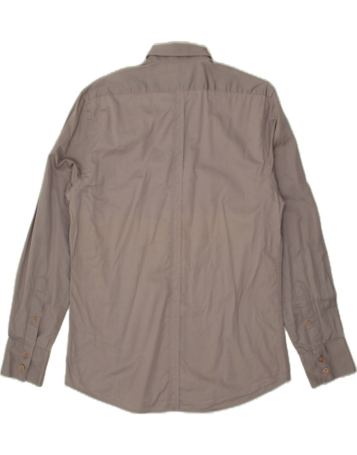 JULES Mens Fitted Military Shirt Large Grey Cotton Vintage Jules and Second-Hand Jules from Messina Hembry 