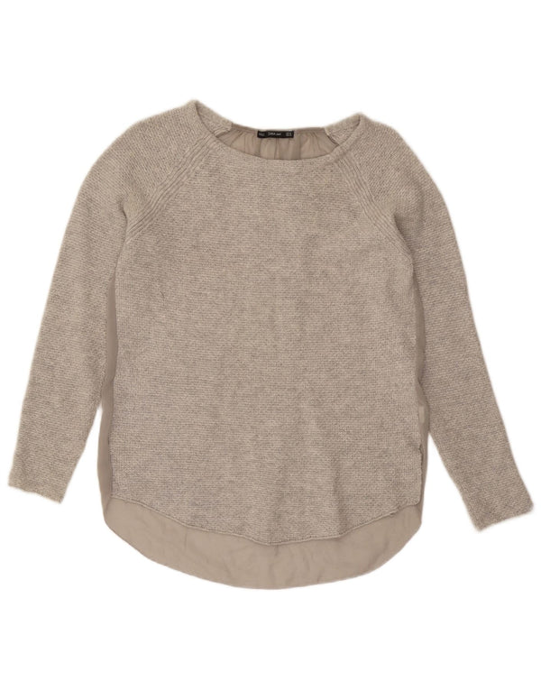 Zara Mujer Top Manga Larga UK 42 Gris Medio