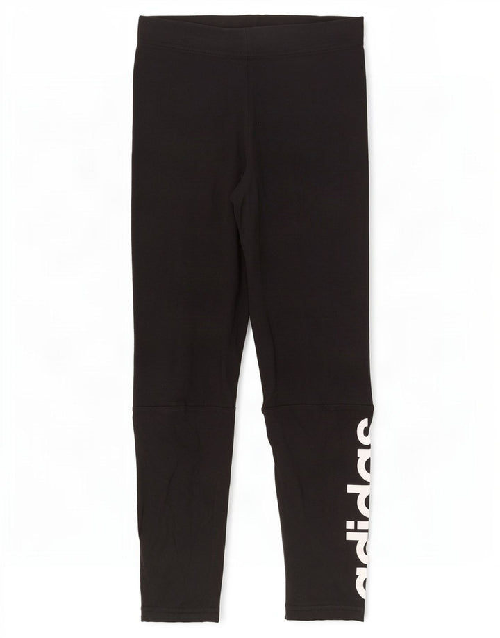 Adidas Womens Graphic Leggings UK 8 Small Black Cotton