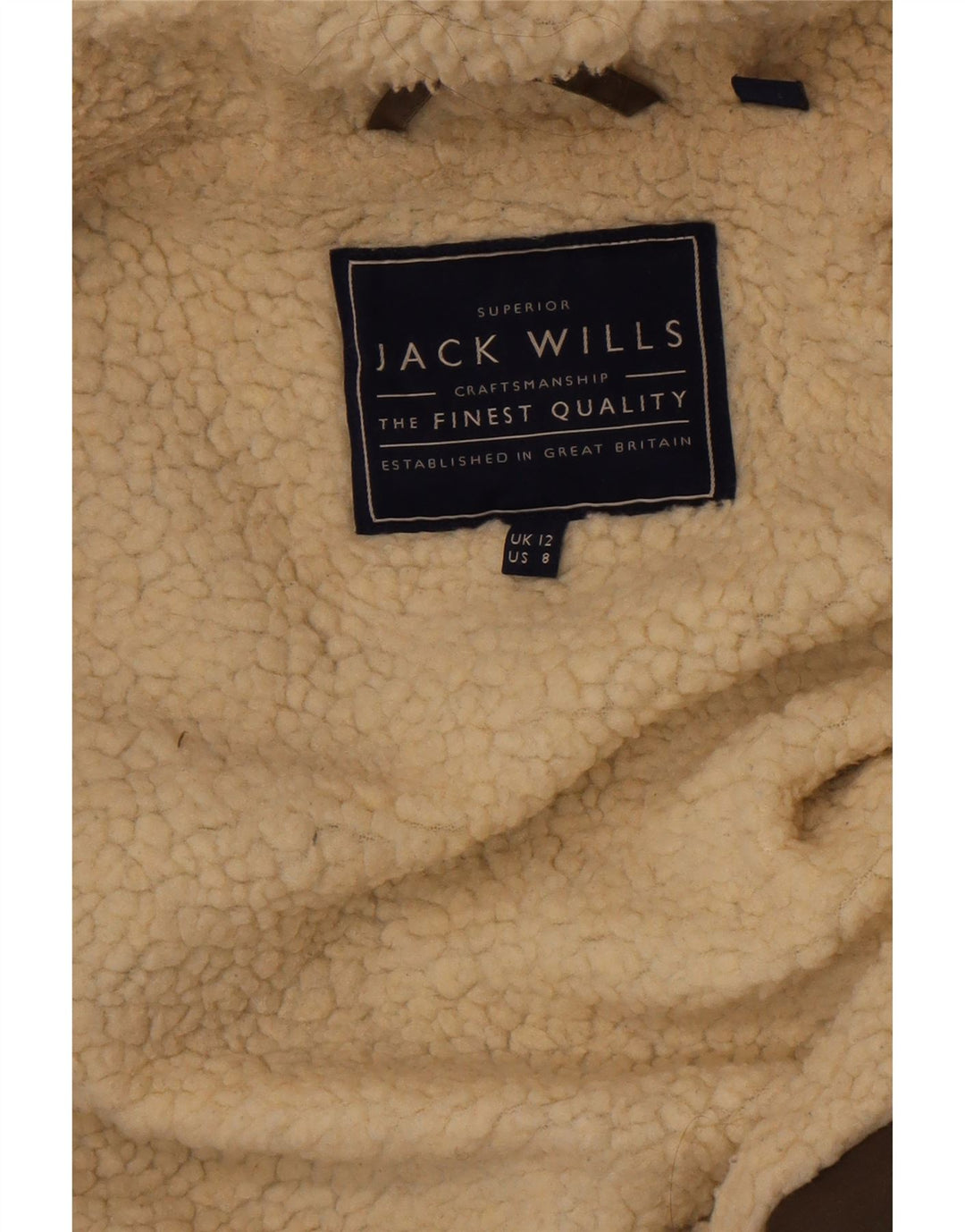 Jack Wills Womens Hooded Sherpa Parka Jacket UK 12 Medium  Khaki
