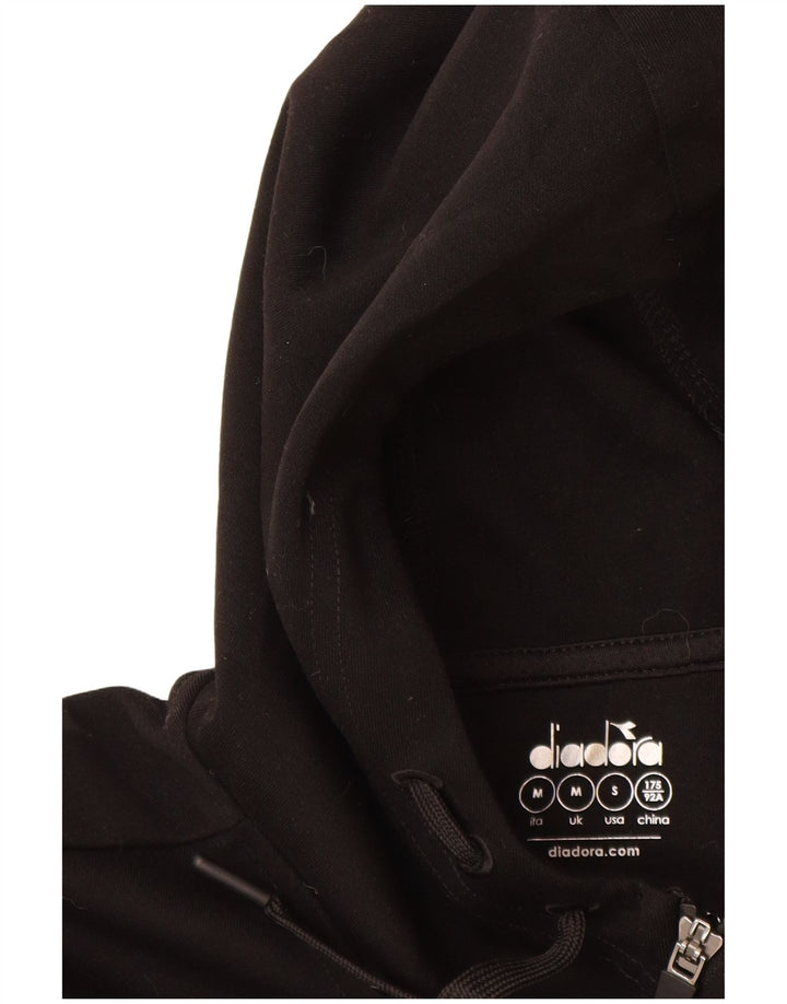 DIADORA Mens Graphic Zip Hoodie Sweater Medium Black Polyester