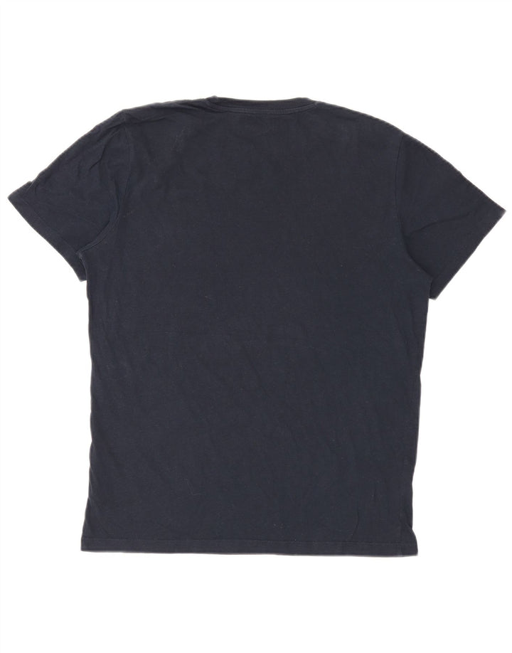 Jack & Jones Mens Graphic T-Shirt Top Medium Navy Blue Cotton