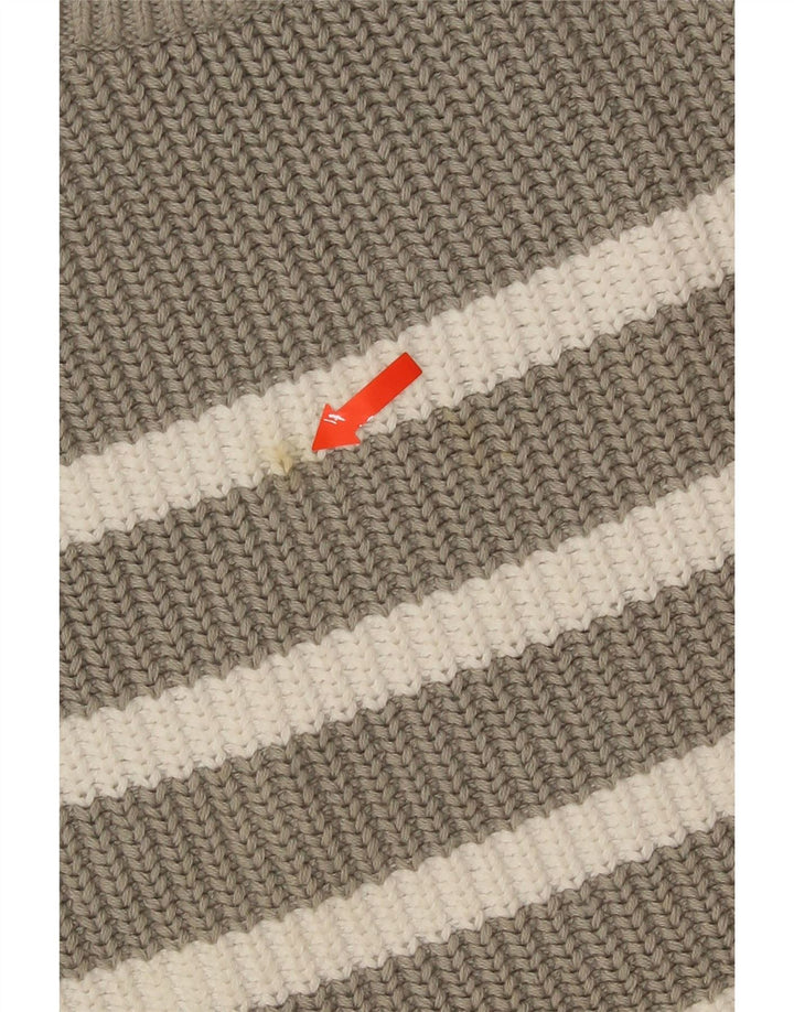 Marks & Spencer Womens Crew Neck Jumper Sweater UK 10 Small Grey Striped