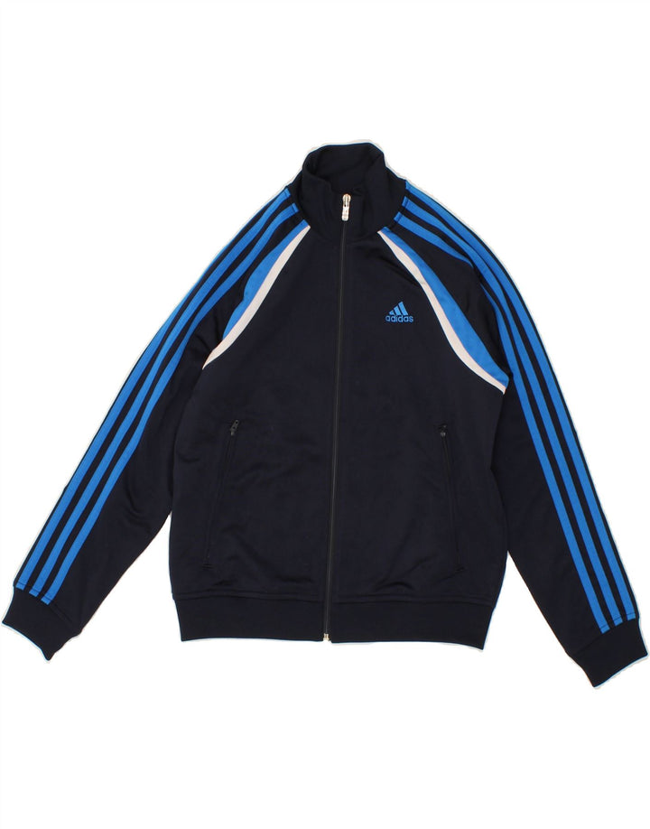 ADIDAS Boys Tracksuit Top Jacket 9-10 Years Navy Blue Polyester Vintage Adidas and Second-Hand Adidas from Messina Hembry 