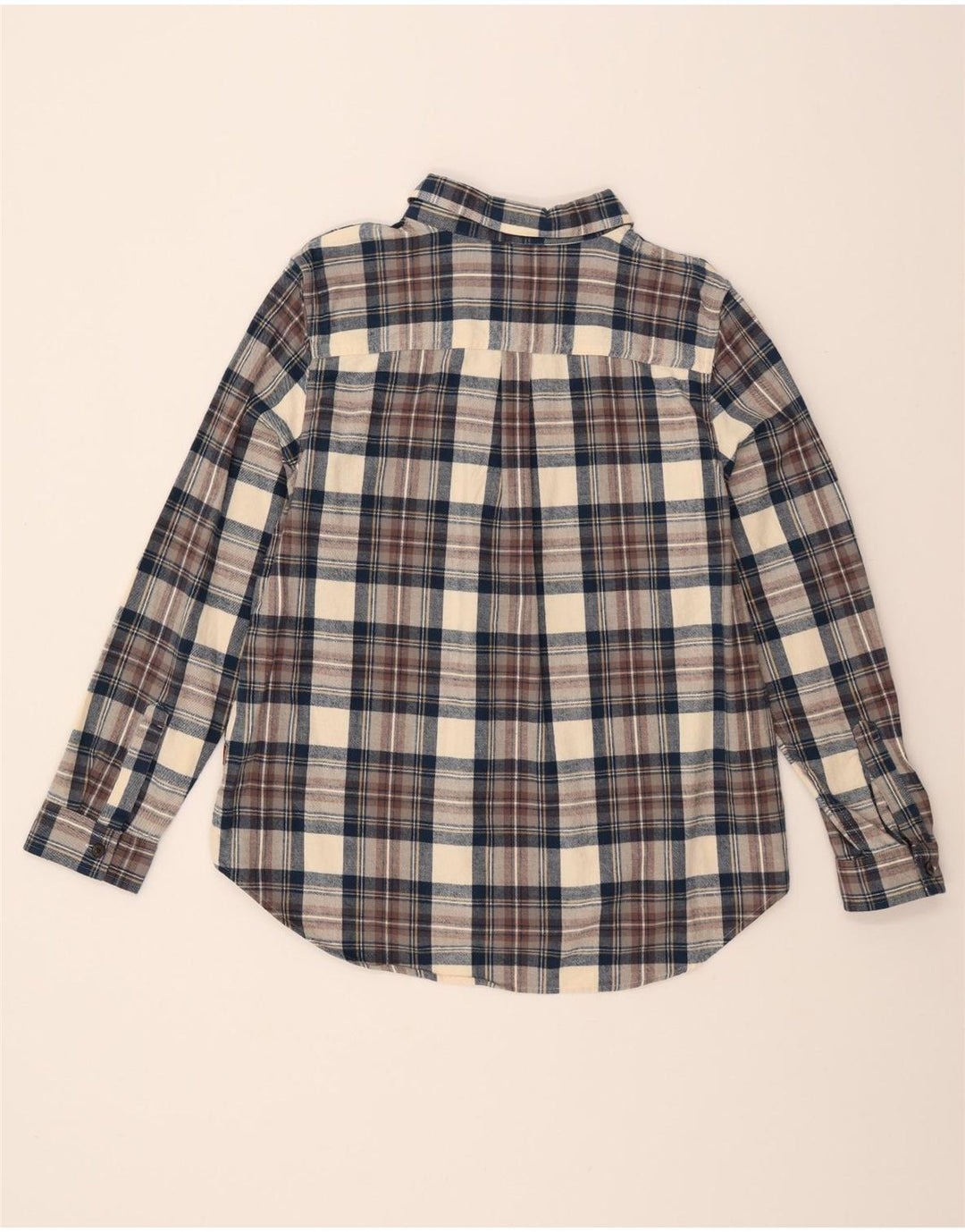 L.L.BEAN Boys Regular Pullover Flannel Shirt 15-16 Years Large Brown Check Vintage L.L.Bean and Second-Hand L.L.Bean from Messina Hembry 