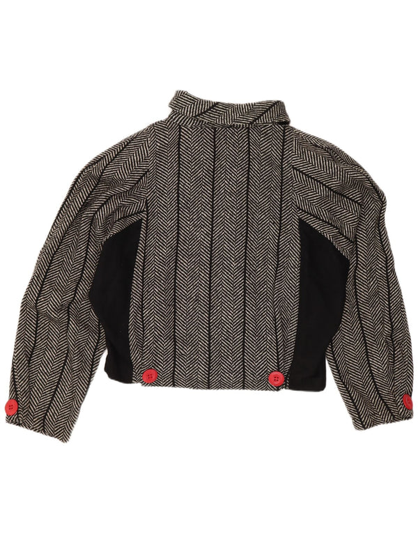 Jachetă vintage pentru femei Crop Liliac Blazer US 1 XS Lână neagră în spinare