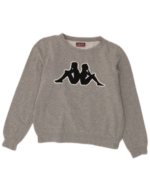 Kappa Dame Grafisk Oversized Sweatshirt Jumper UK 10 Lille Grå Bomuld