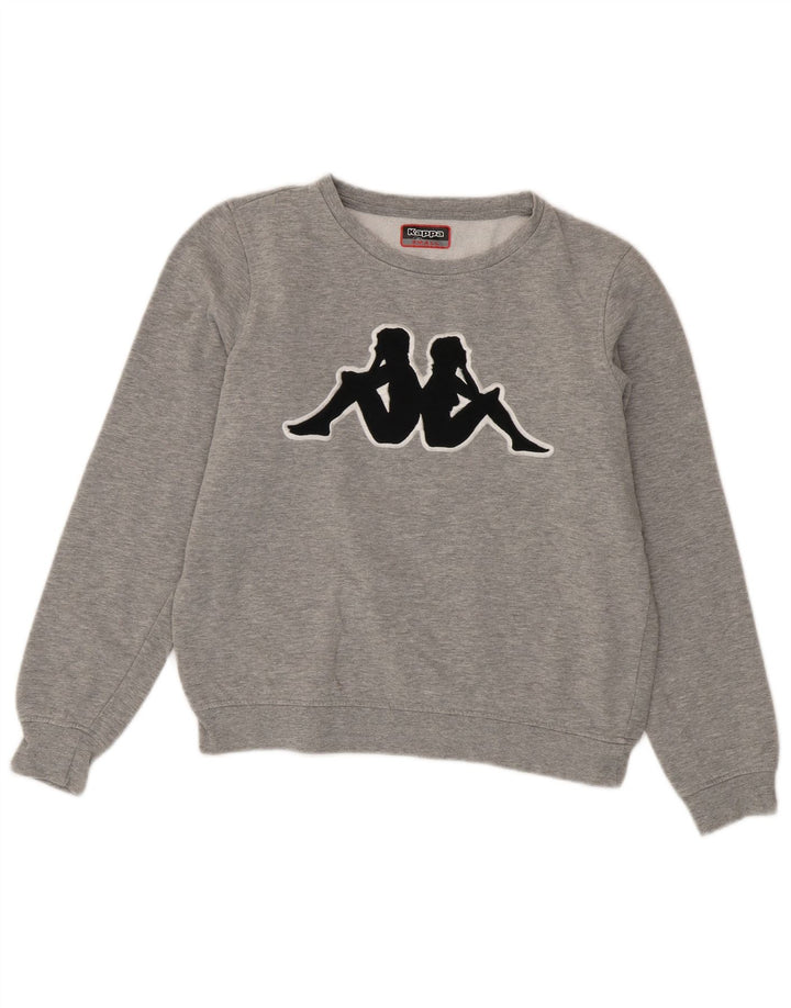 Kappa Womens Graphic Oversized Sweatshirt Jumper UK 10 Small Grey Cotton