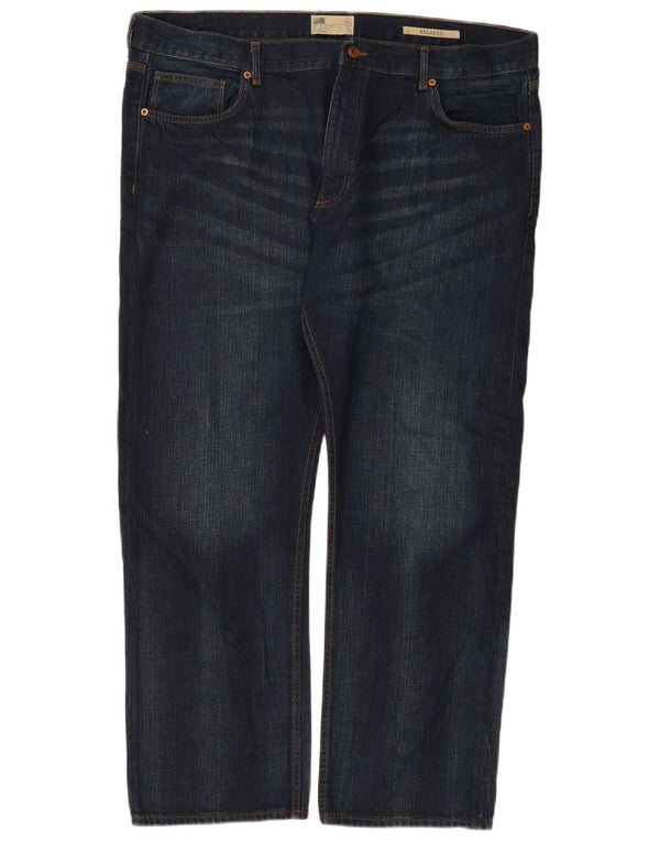 Marks & Spencer Mens Relaxed Straight Jeans W42 L29 Navy Blue Cotton