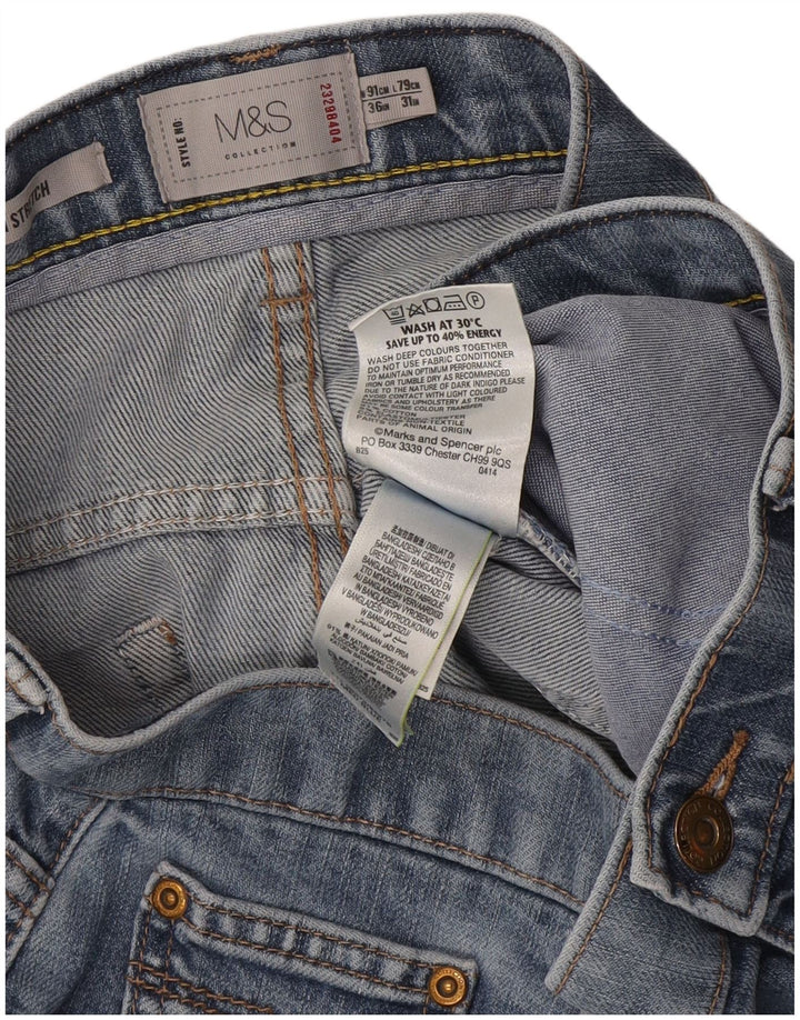 Marks & Spencer Herren Regular Straight Jeans W36 L31 Blaue Baumwolle