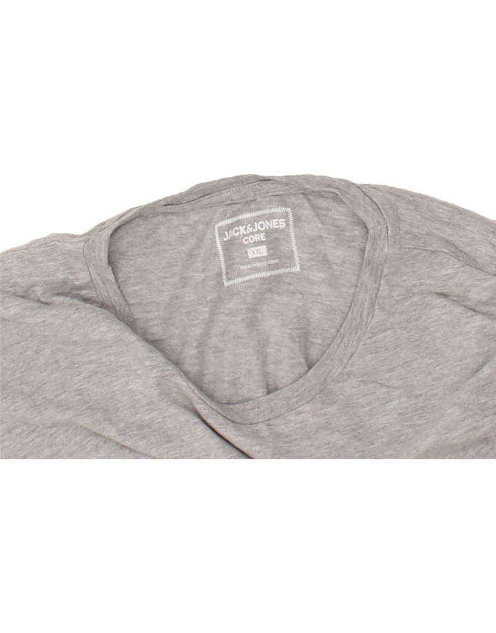 JACK & JONES Mens T-Shirt Top 2XL Grey Cotton Vintage Jack & Jones and Second-Hand Jack & Jones from Messina Hembry 