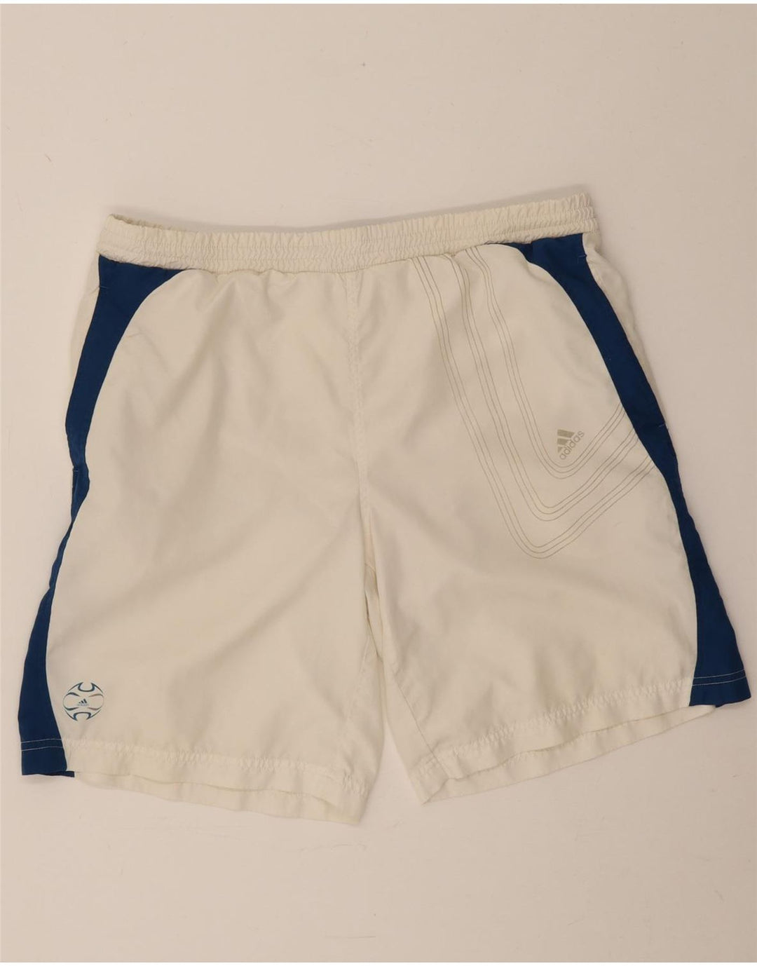 Adidas Short de sport pour homme en polyester color block blanc moyen