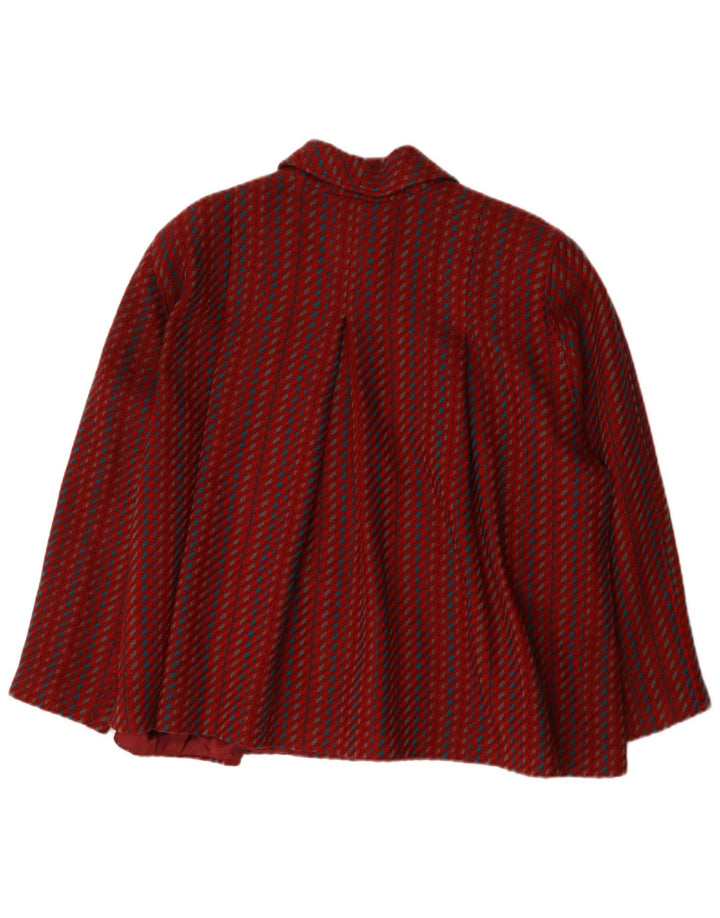Vintage Womens Oversized Bomber Jacket IT 46 Large Red Striped Wool