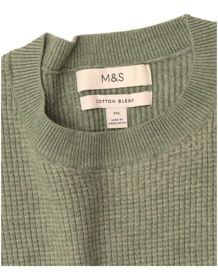 Marks & Spencer Mens Crew Neck Jumper Sweater 3XL Green Polyester