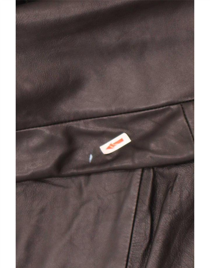 Vintage Dame 2-knaps læderblazerjakke UK 24 4XL Sort