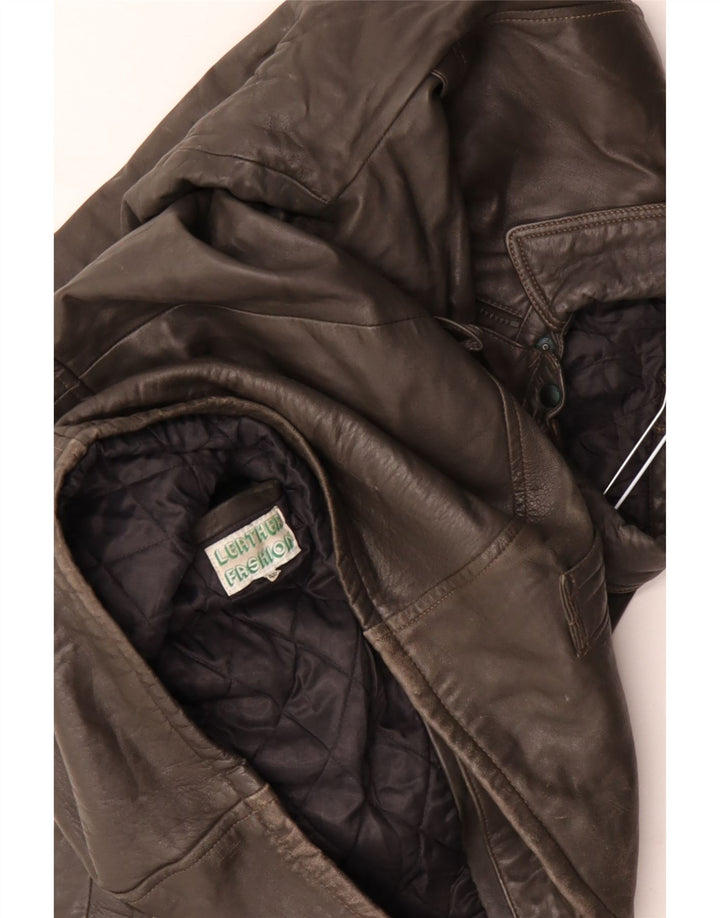 Vintage Mens Leather Jacket IT 48 Medium Brown Leather