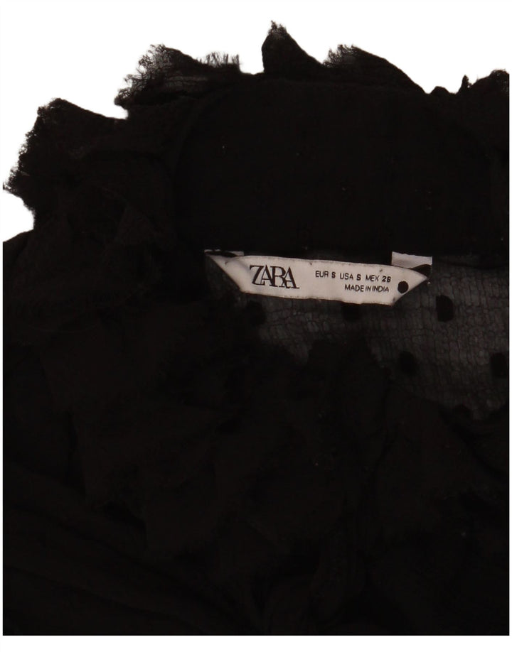 Zara Womens Oversized Blouse Top UK 10 Small Black Spotted
