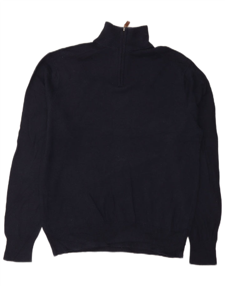 BONOBOS Herren-Pullover mit schmaler Passform und Reißverschluss am Hals, mittleres Marineblau