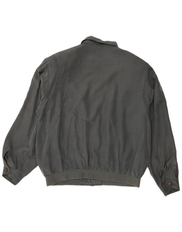 Vintage Bomber Jacket UK 40 Stor Grå Silke