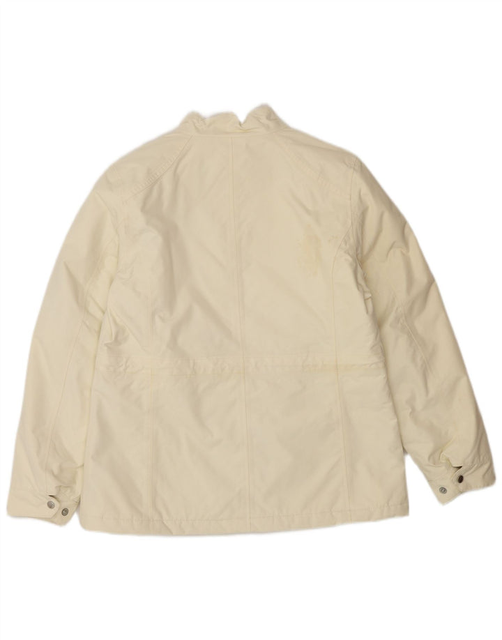 Lands End Womens Oversized Windbreaker Jacket UK 10 Small Off White Nylon
