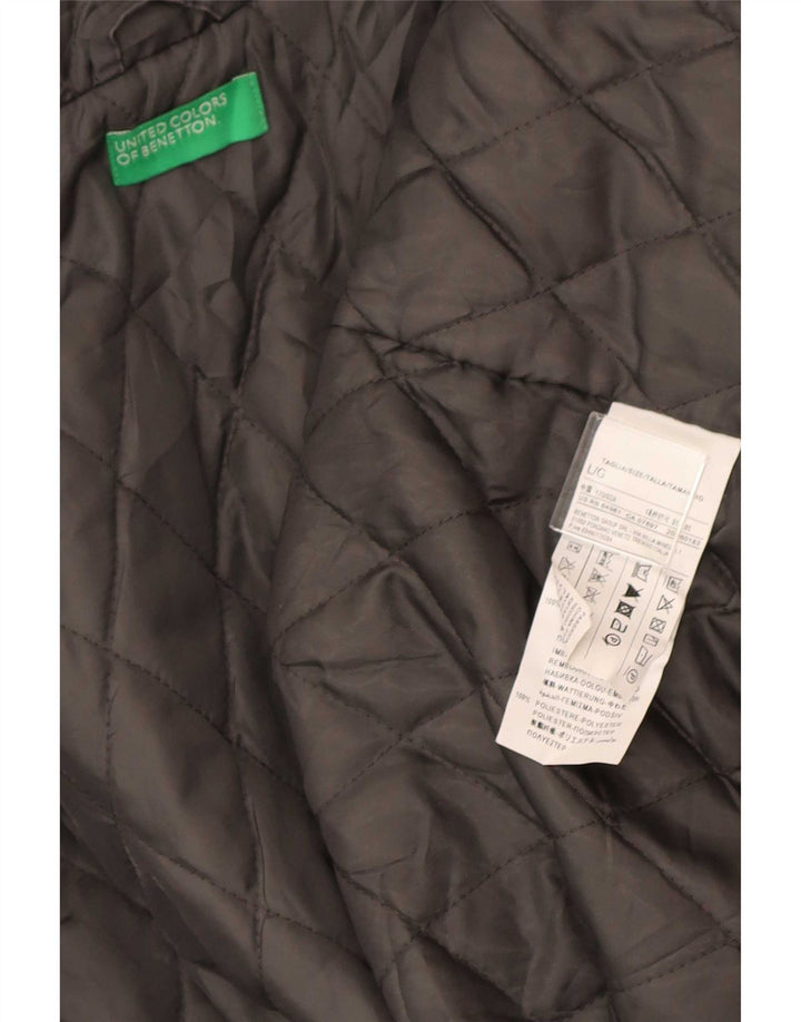 Benetton Womens Hooded Parka Jacket UK 40 Large Grey Cotton