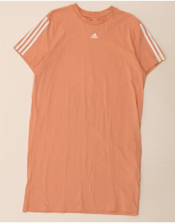 Adidas Dame T-Shirt Kjole UK 16/18 Stor Pink Bomuld