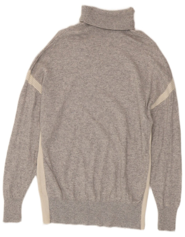 Reiss Mens Roll Neck Pulóver Közepes szürke Colourblock gyapjú
