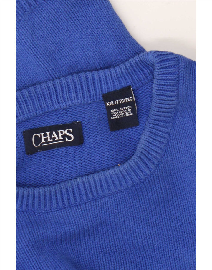 Chaps Herre Boat Neck Jumper Sweater 2XL Blå Bomuld