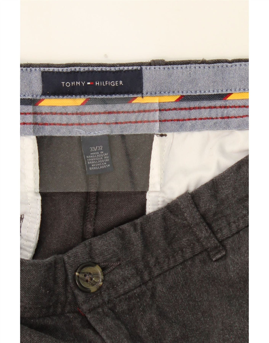 TOMMY HILFIGER Mens Straight Chino Trousers W33 L29 Grey Vintage Tommy Hilfiger and Second-Hand Tommy Hilfiger from Messina Hembry 