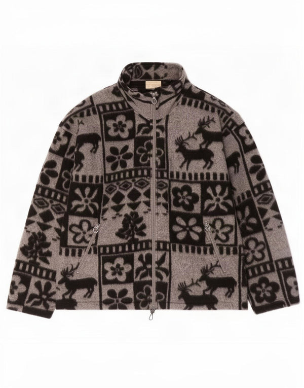 Giacca in pile vintage da uomo UK 38 Grigio medio Fair Isle