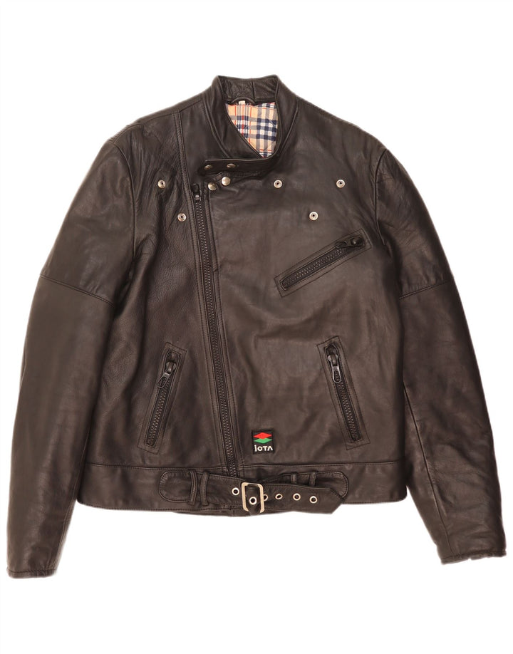 Vintage Mens Leather Biker Jacket UK 40 Large Black