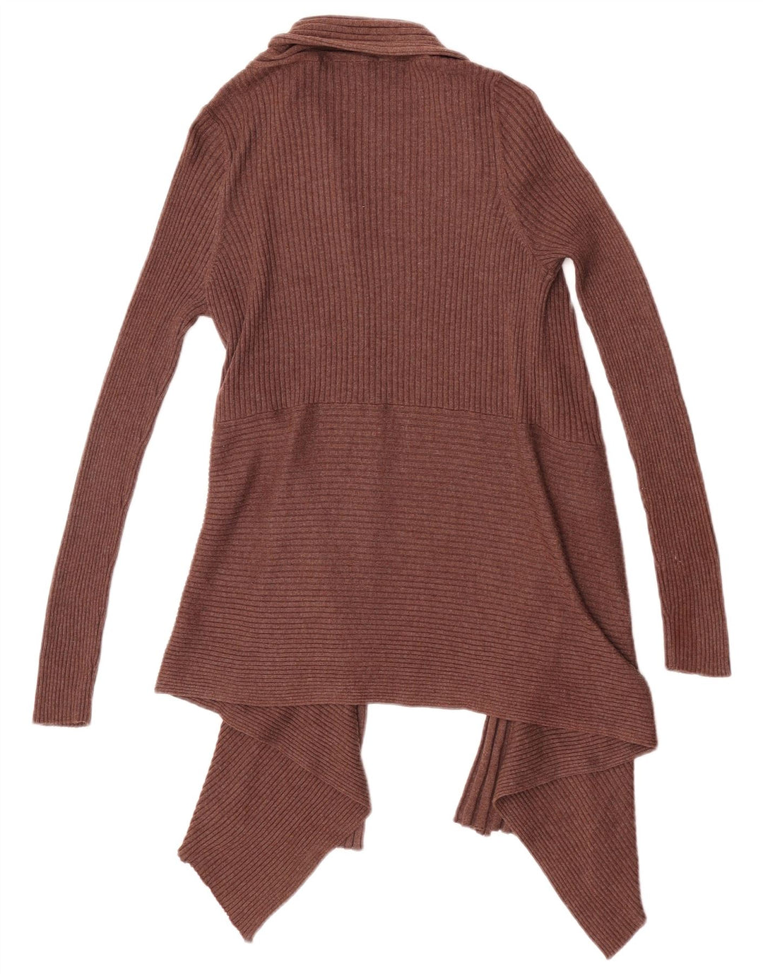 Marks & Spencer Womens Asymmetric Open Cardigan Sweater UK 14 Medium Brown