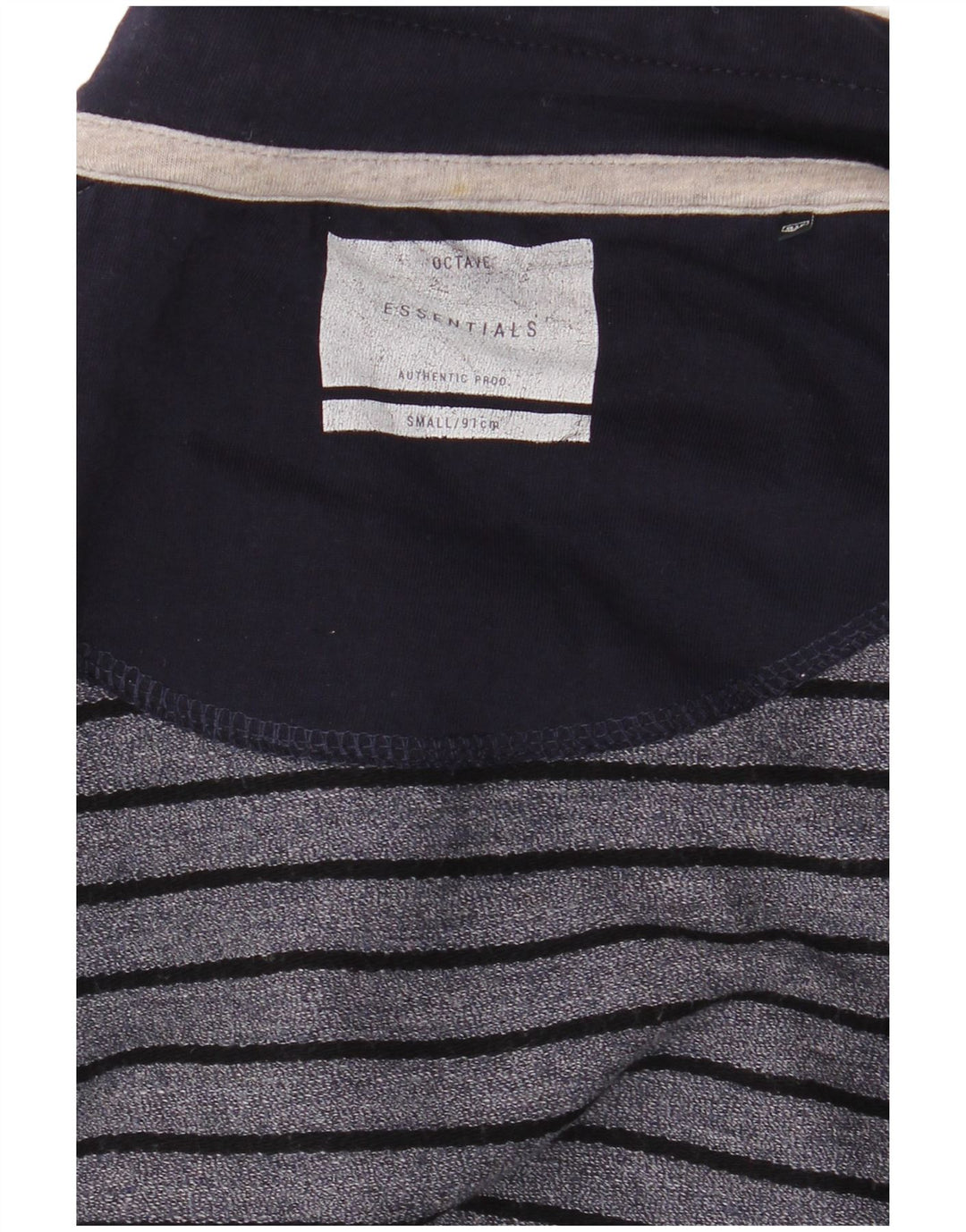 Essentials Mens Top Long Sleeve Small Navy Blue Striped
