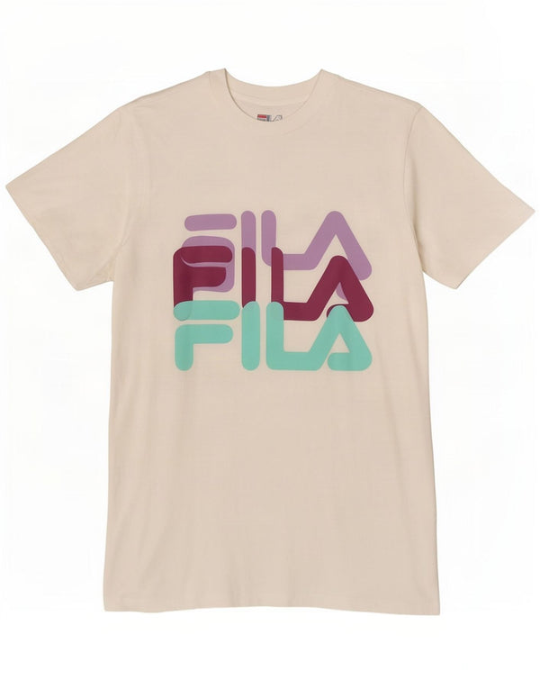 Abito t-shirt con vestibilità ampia grafica da donna Fila UK 2 2XS cotone bianco