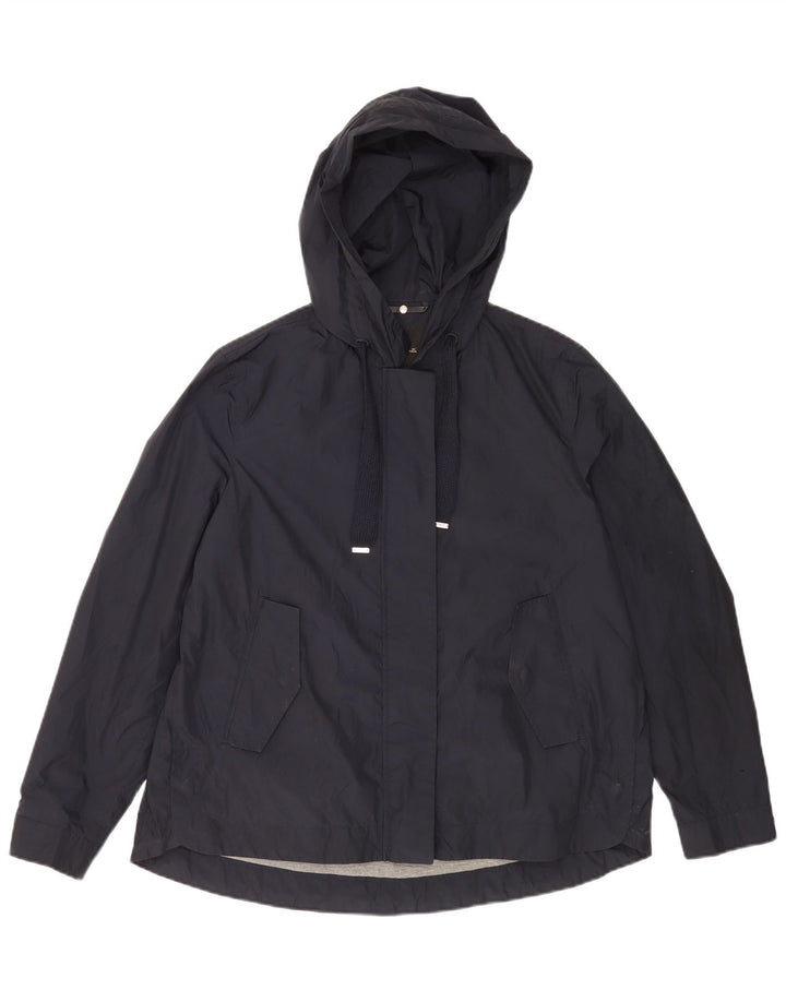 Massimo Dutti Womens Hooded Oversized Bomber Jacket UK 14 Medium Navy Blue