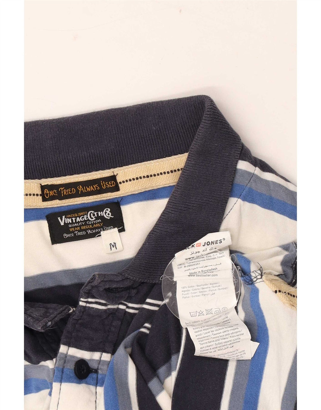 Jack & Jones Mens Polo Shirt Medium Multicoloured Striped Cotton