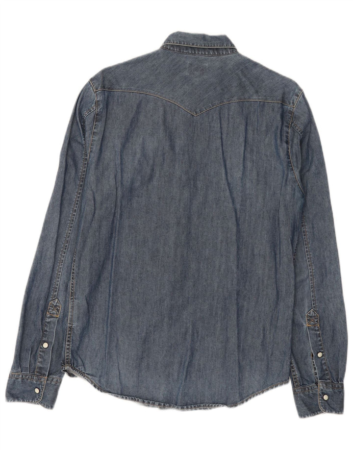 Camicia di jeans da uomo Lee in cotone blu medio