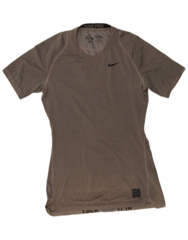 Nike Damen Dri Fit T-Shirt Top UK 14 Large Grau Polyester