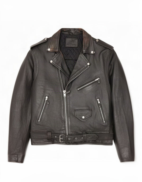 Vintage Mens Leather Biker Jacket UK 38 Medium Black