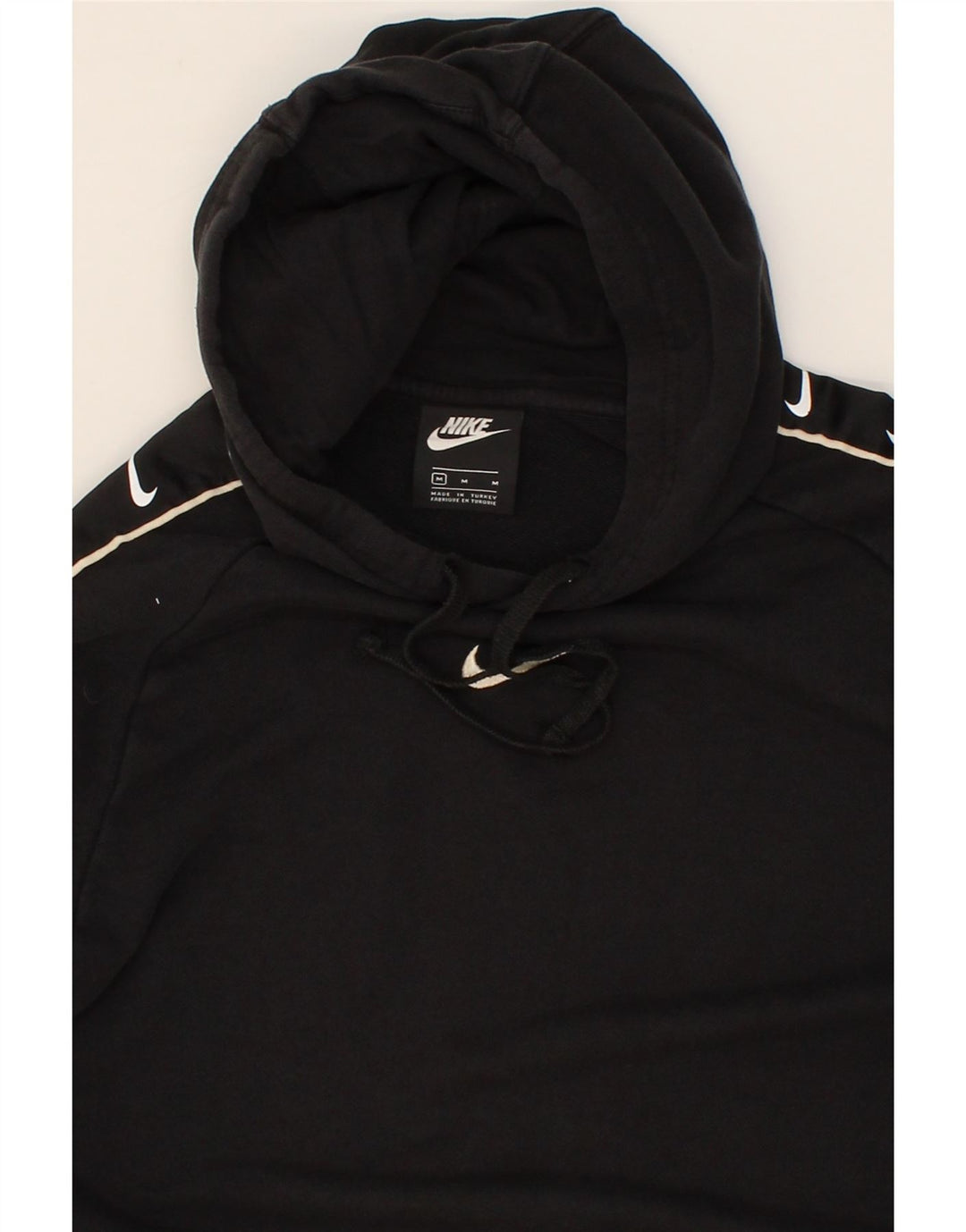 NIKE Mens Graphic Hoodie Jumper Medium Black Cotton