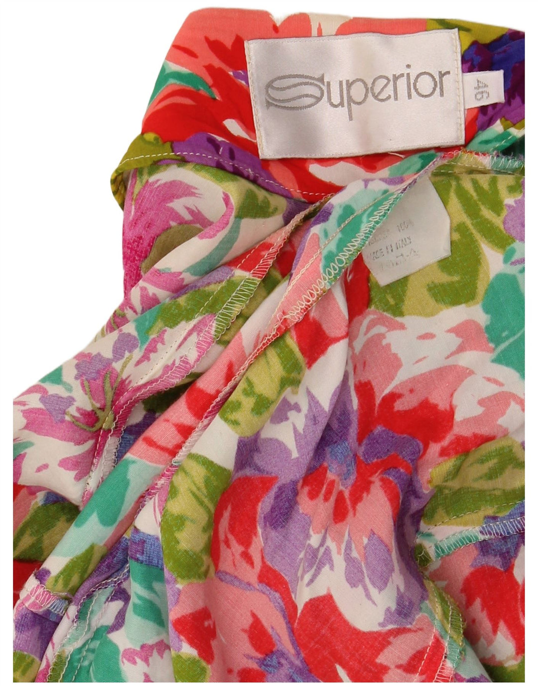 Superior Womens Short Sleeve Shirt Blouse IT 46 Large Multicoloured Floral