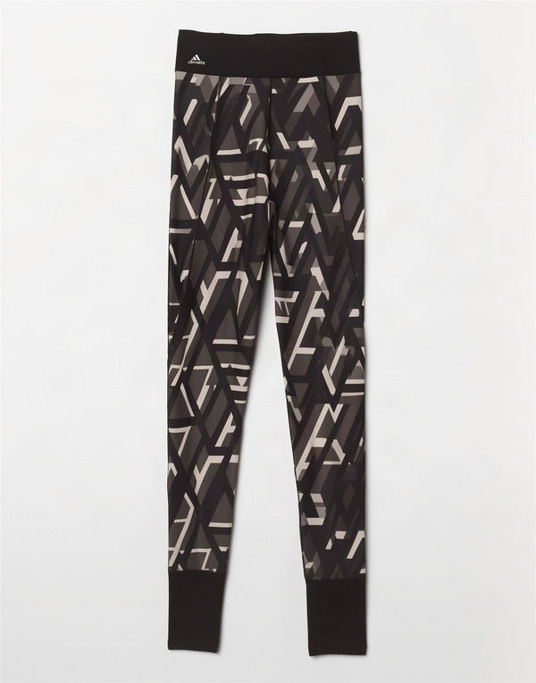 Adidas Womens Climalite Leggings UK 8/10 Small Black Geometric