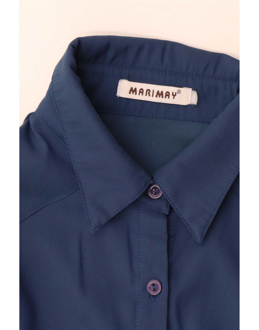 chemise femme vintage UK 12 Coton bleu marine moyen